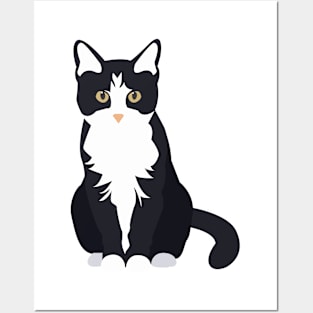 Cute black cat sitting Illustration Posters and Art